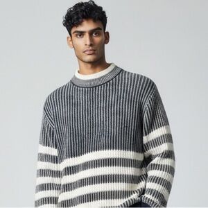 Vintage 90’s Bugle Boy Co. Striped Knit Crewneck in Navy & White